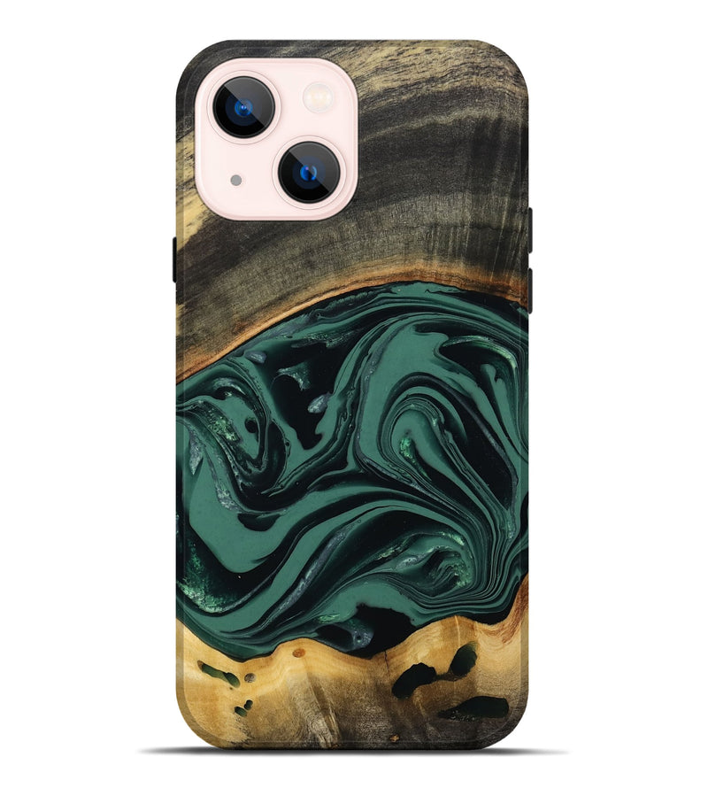 iPhone 14 Plus Wood Live Edge Phone Case - Azael (Green, 808647)