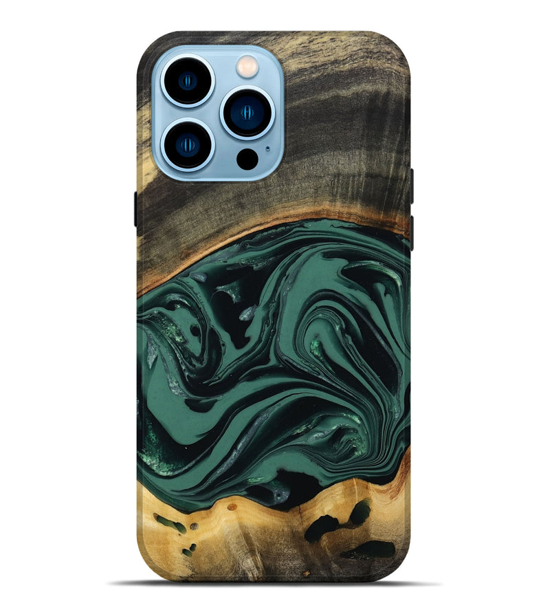 iPhone 14 Pro Max Wood Live Edge Phone Case - Azael (Green, 808647)