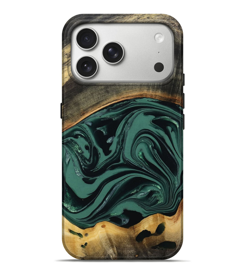 iPhone 17 Pro Max Wood Live Edge Phone Case - Azael (Green, 808647)
