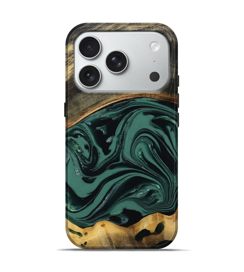 iPhone 18 Pro Wood Live Edge Phone Case - Azael (Green, 808647)
