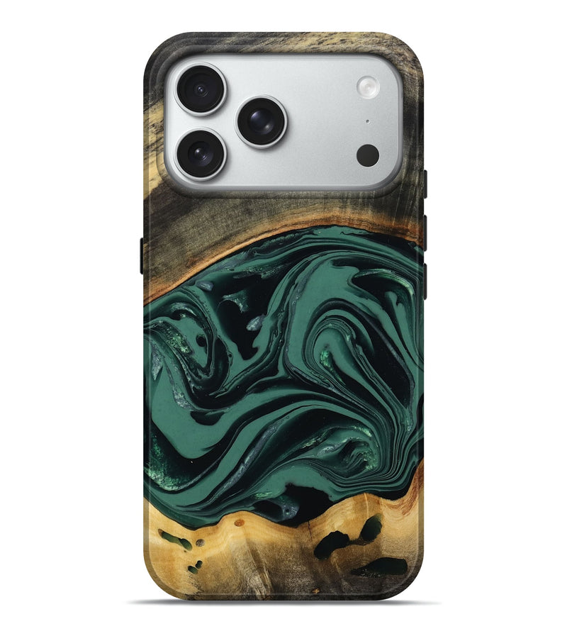 iPhone 18 Pro Max Wood Live Edge Phone Case - Azael (Green, 808647)