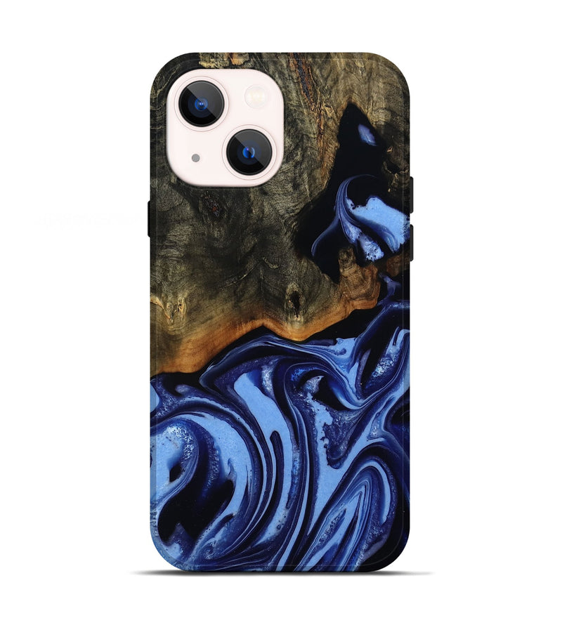 iPhone 13 Wood Live Edge Phone Case - Alvin (Blue, 808651)