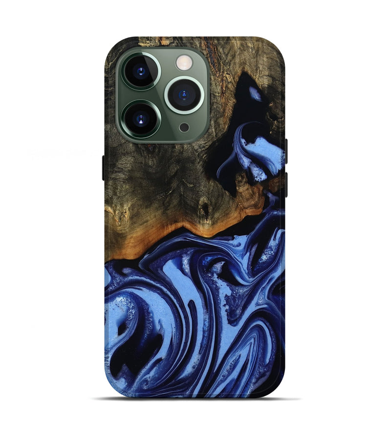iPhone 13 Pro Wood Live Edge Phone Case - Alvin (Blue, 808651)