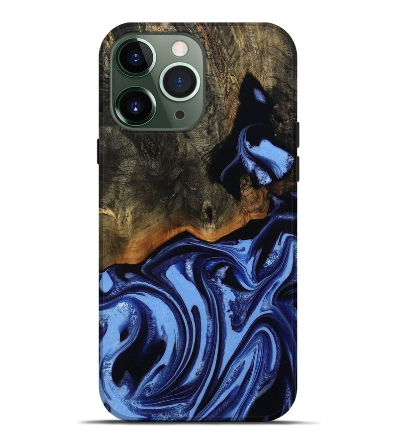 iPhone 13 Pro Max Wood Live Edge Phone Case - Alvin (Blue, 808651)
