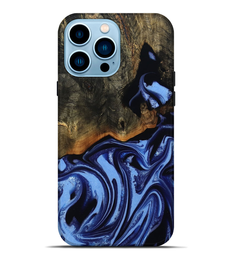 iPhone 14 Pro Max Wood Live Edge Phone Case - Alvin (Blue, 808651)