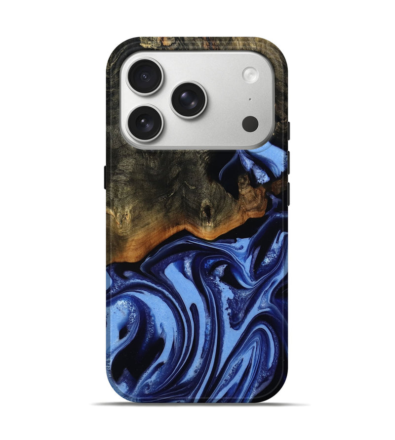 iPhone 17 Pro Wood Live Edge Phone Case - Alvin (Blue, 808651)