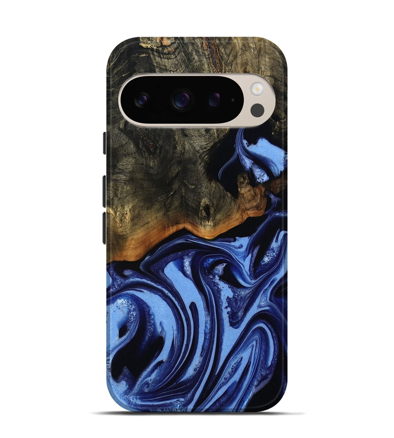 Pixel 9 Pro Wood Live Edge Phone Case - Alvin (Blue, 808651)