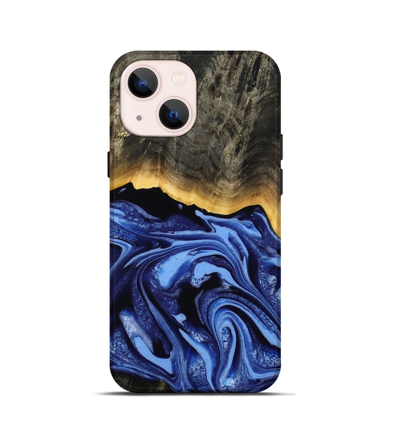 iPhone 13 mini Wood Live Edge Phone Case - Windy (Blue, 808654)