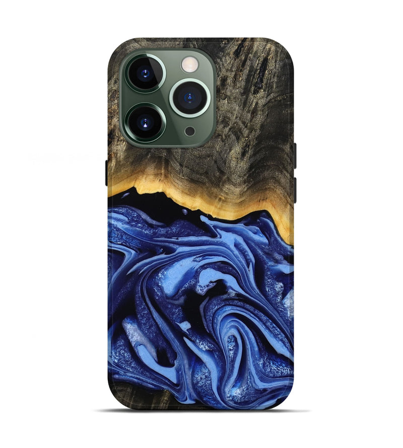 iPhone 13 Pro Wood Live Edge Phone Case - Windy (Blue, 808654)