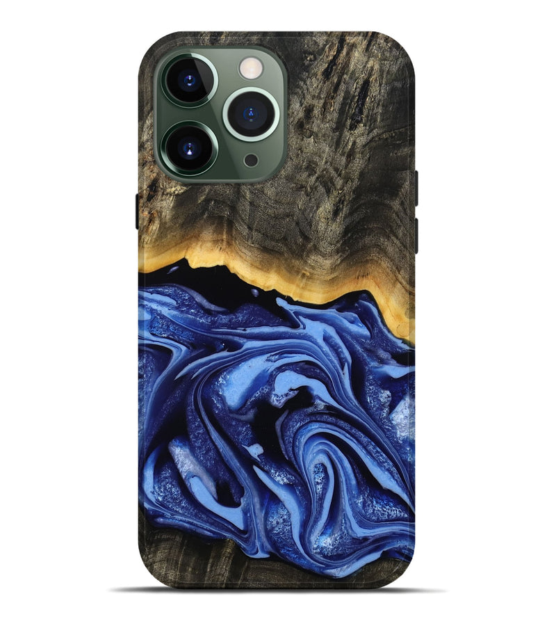 iPhone 13 Pro Max Wood Live Edge Phone Case - Windy (Blue, 808654)