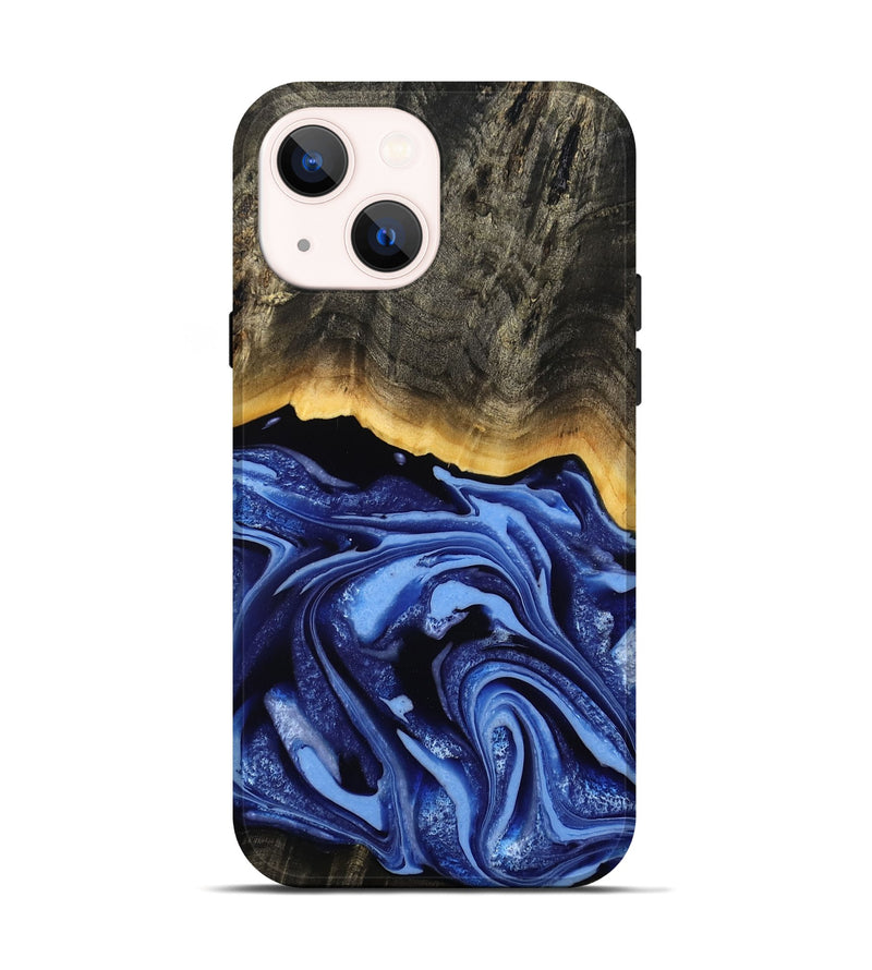 iPhone 14 Wood Live Edge Phone Case - Windy (Blue, 808654)