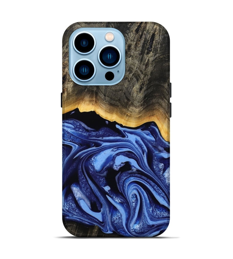 iPhone 14 Pro Wood Live Edge Phone Case - Windy (Blue, 808654)