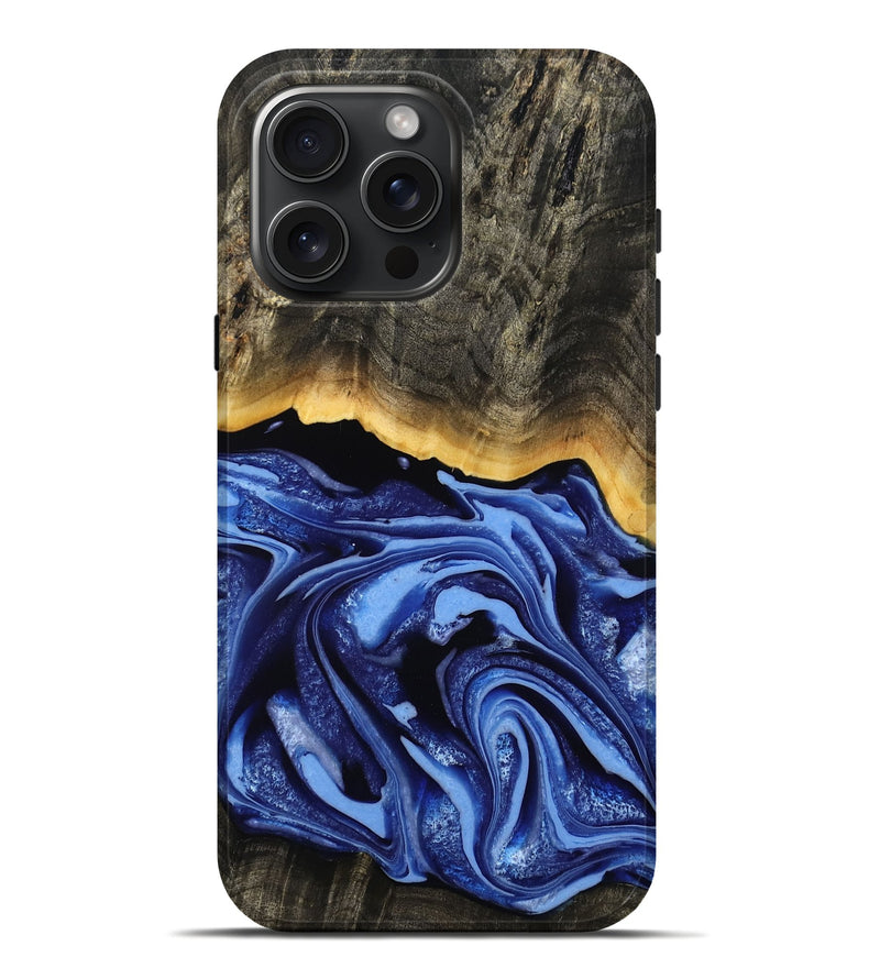 iPhone 16 Pro Max Wood Live Edge Phone Case - Windy (Blue, 808654)