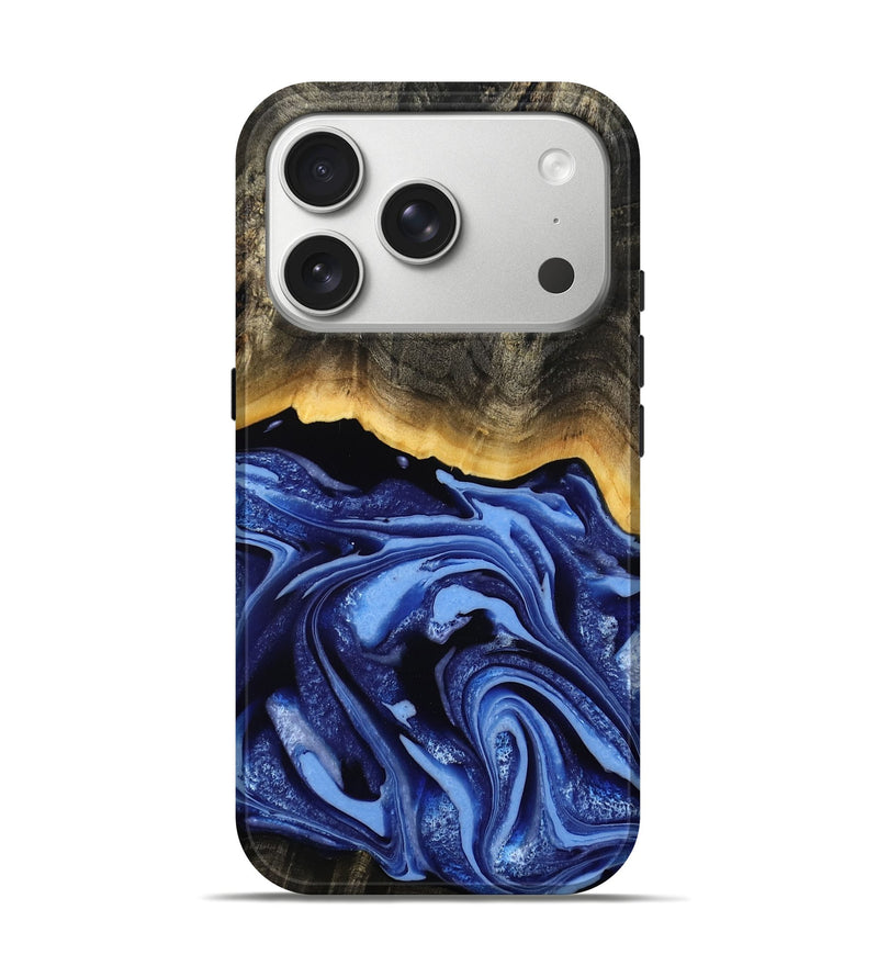 iPhone 17 Pro Wood Live Edge Phone Case - Windy (Blue, 808654)