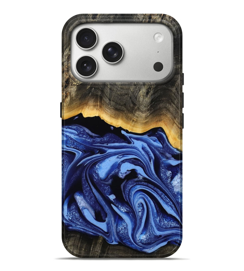 iPhone 17 Pro Max Wood Live Edge Phone Case - Windy (Blue, 808654)
