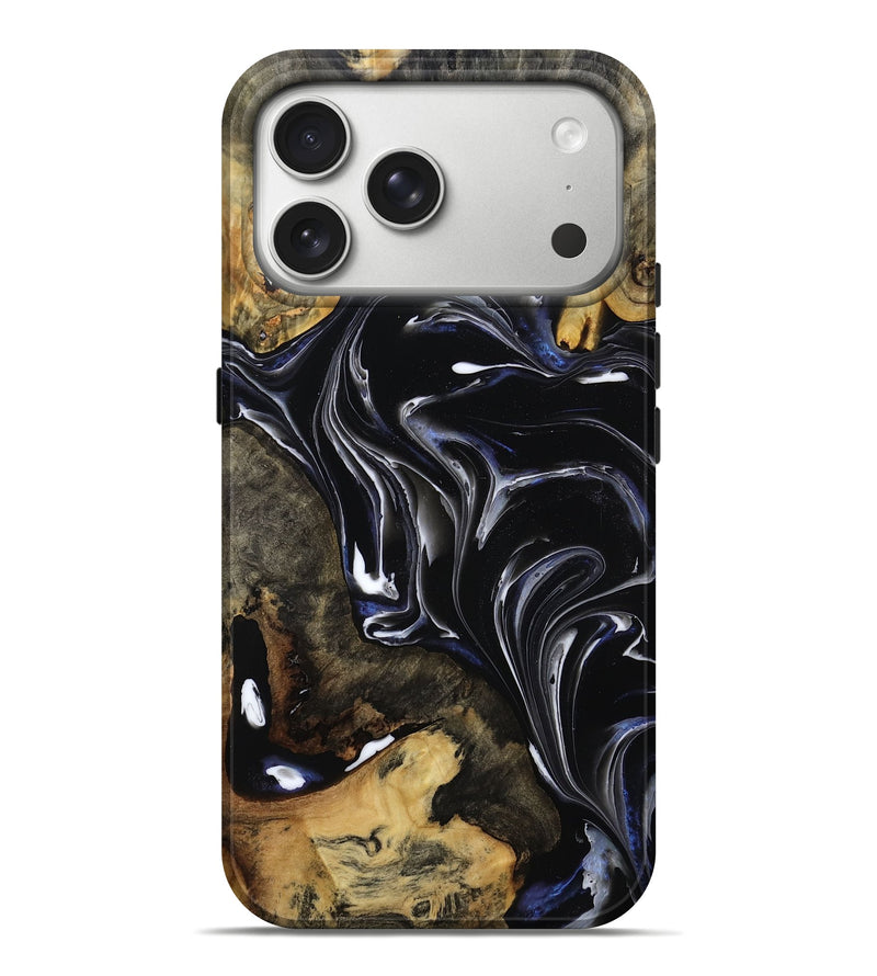iPhone 17 Pro Max Wood Live Edge Phone Case - Maren (Black & White, 808655)