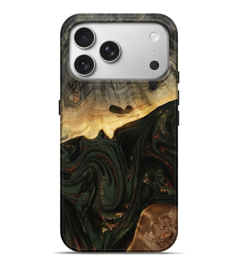 iPhone 17 Pro Max Wood Live Edge Phone Case - Zaniyah (Green, 808658)