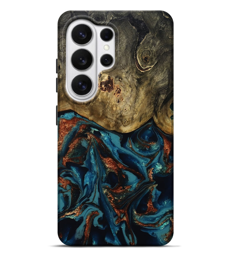 Galaxy S26 Ultra Wood Live Edge Phone Case - Giles (Teal & Gold, 808659)