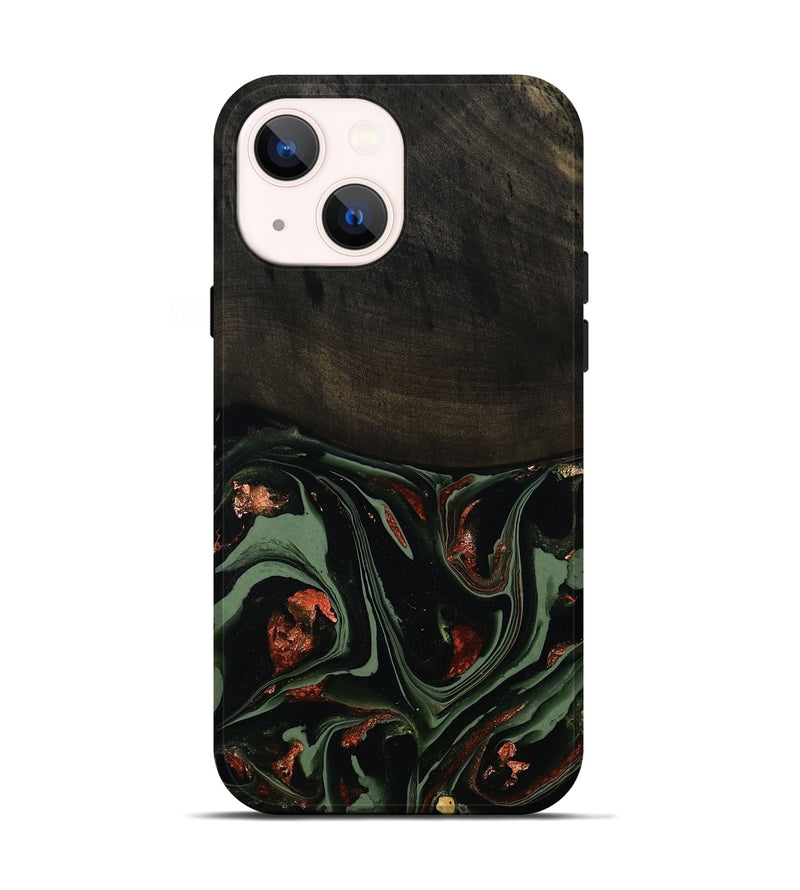 iPhone 14 Wood Live Edge Phone Case - Mollie (Green, 808673)