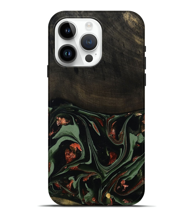 iPhone 15 Pro Max Wood Live Edge Phone Case - Mollie (Green, 808673)