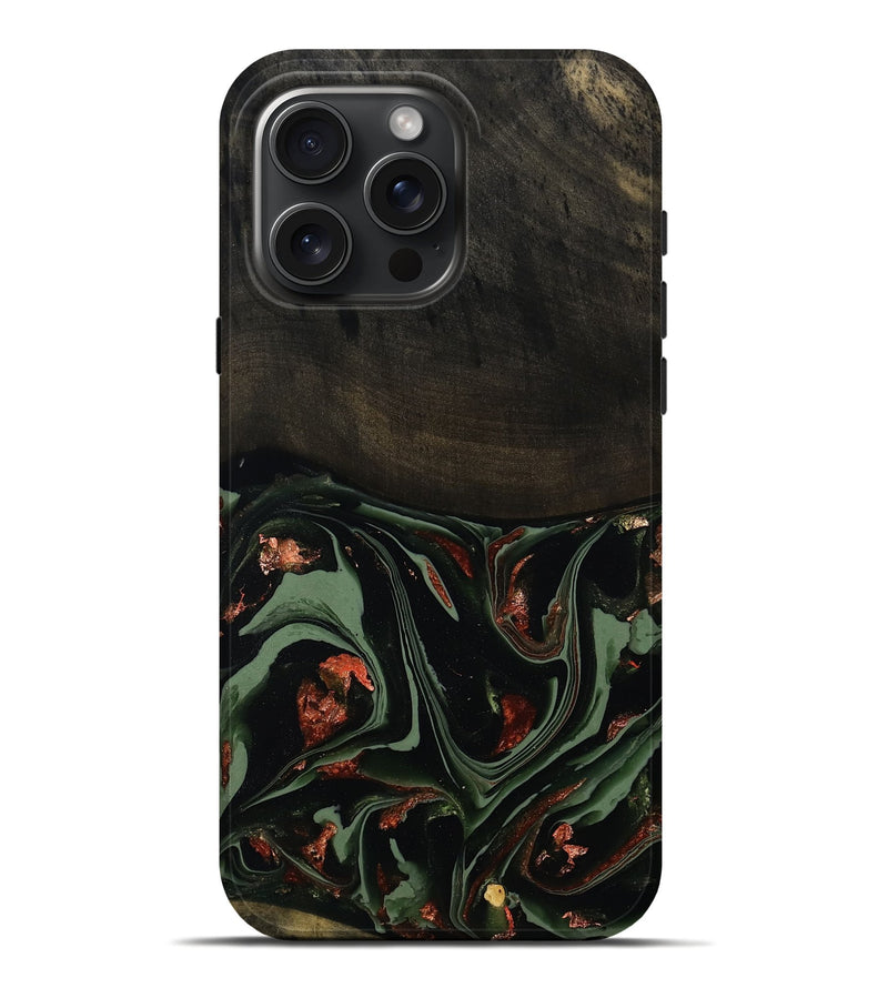 iPhone 16 Pro Max Wood Live Edge Phone Case - Mollie (Green, 808673)