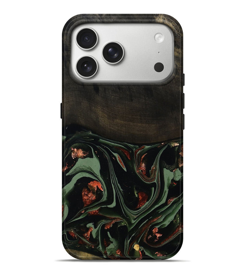 iPhone 17 Pro Max Wood Live Edge Phone Case - Mollie (Green, 808673)
