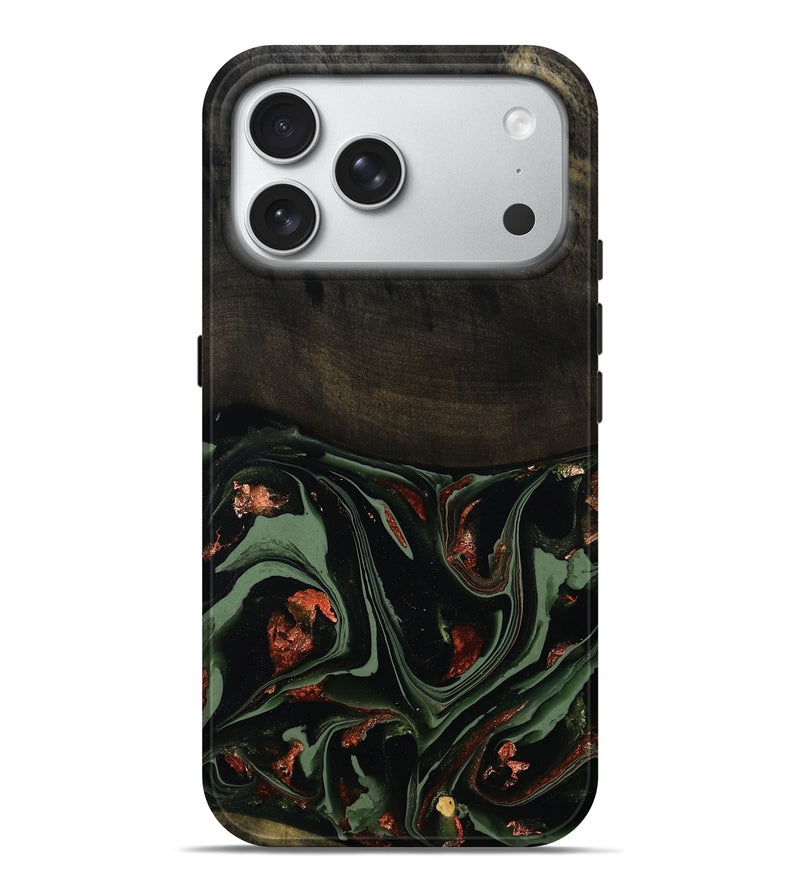 iPhone 18 Pro Max Wood Live Edge Phone Case - Mollie (Green, 808673)