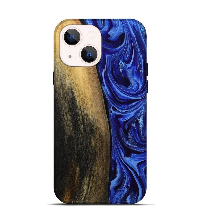 iPhone 14 Wood Live Edge Phone Case - Zachery (Blue, 808675)