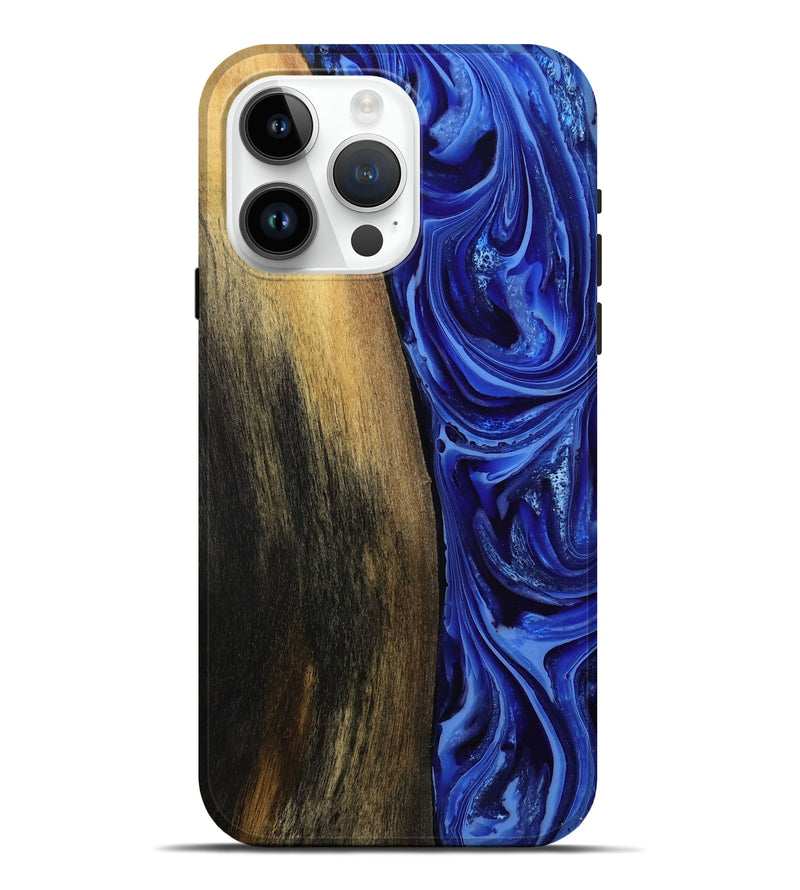 iPhone 15 Pro Max Wood Live Edge Phone Case - Zachery (Blue, 808675)