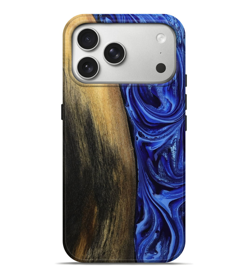 iPhone 17 Pro Max Wood Live Edge Phone Case - Zachery (Blue, 808675)