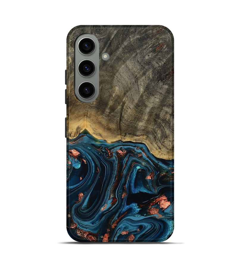 Galaxy S24 Wood Live Edge Phone Case - Don (Teal & Gold, 808682)
