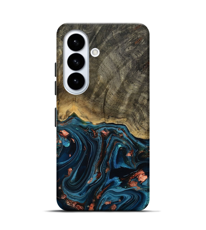 Galaxy S26 Wood Live Edge Phone Case - Don (Teal & Gold, 808682)