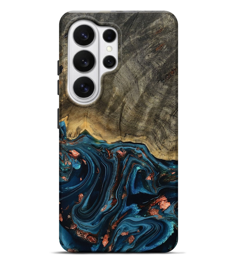 Galaxy S26 Ultra Wood Live Edge Phone Case - Don (Teal & Gold, 808682)