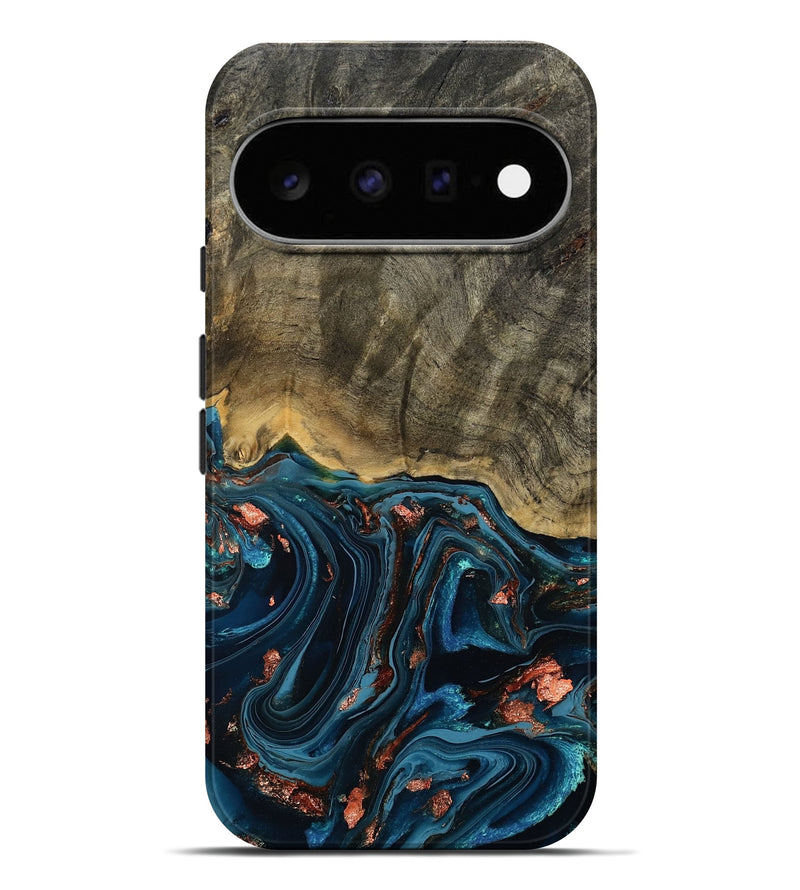 Pixel 11 Pro XL Wood Live Edge Phone Case - Don (Teal & Gold, 808682)