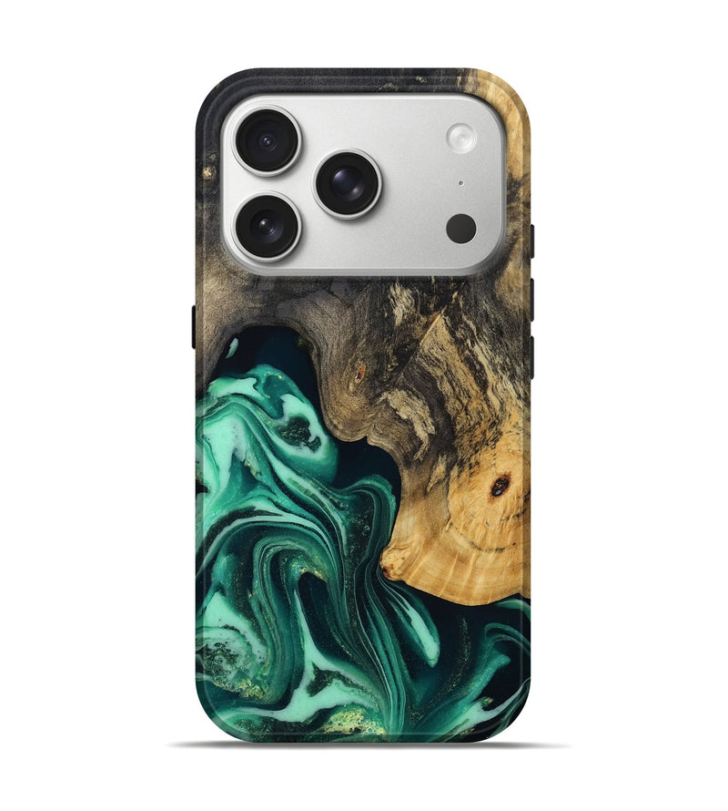 iPhone 17 Pro Wood Live Edge Phone Case - Solana (Green, 808686)