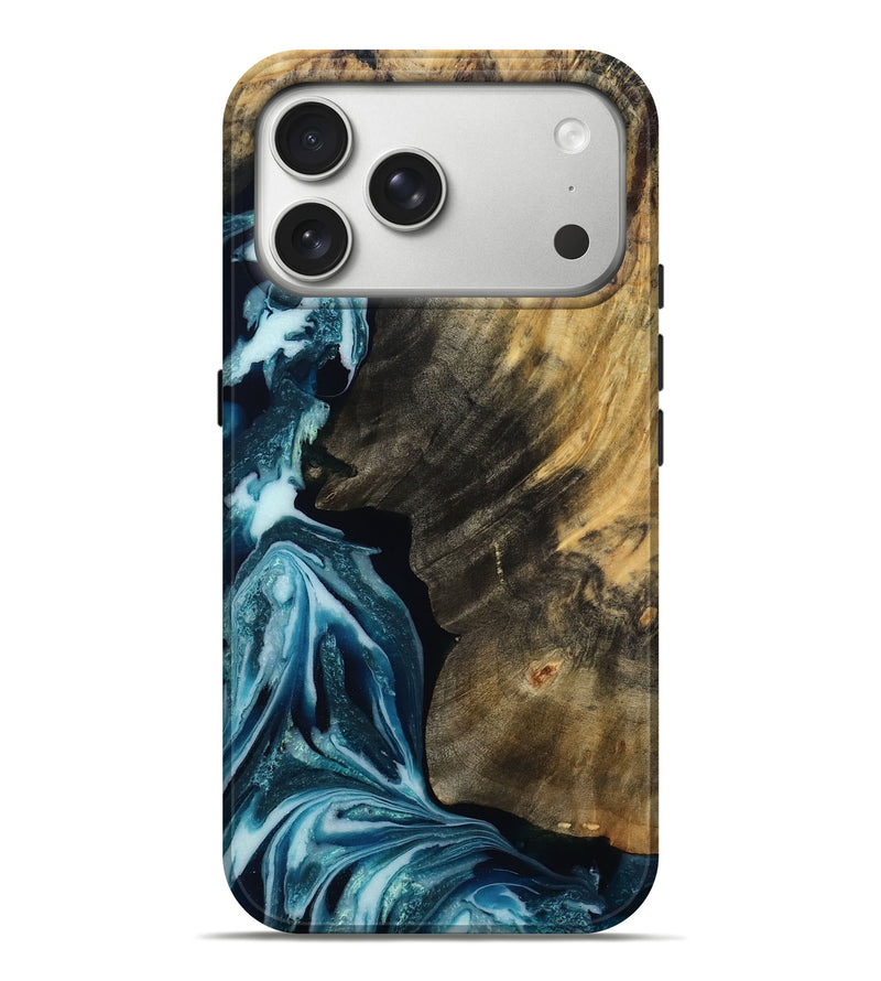 iPhone 17 Pro Max Wood Live Edge Phone Case - Mckayla (Blue, 808688)