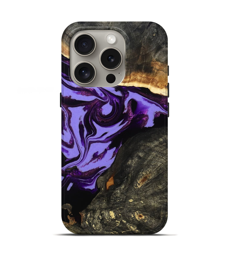 iPhone 16 Pro Wood Live Edge Phone Case - Lexus (Purple, 808689)