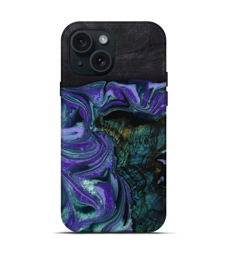 iPhone 15 Wood Live Edge Phone Case - Felton (Purple, 808692)