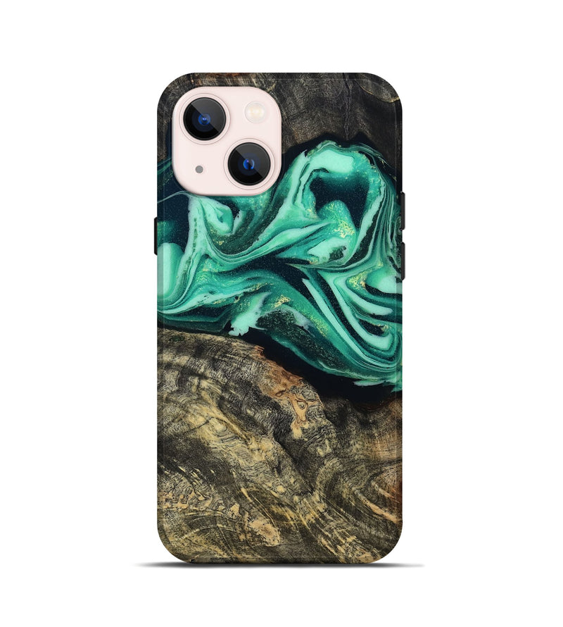 iPhone 13 mini Wood Live Edge Phone Case - Emeline (Green, 808693)