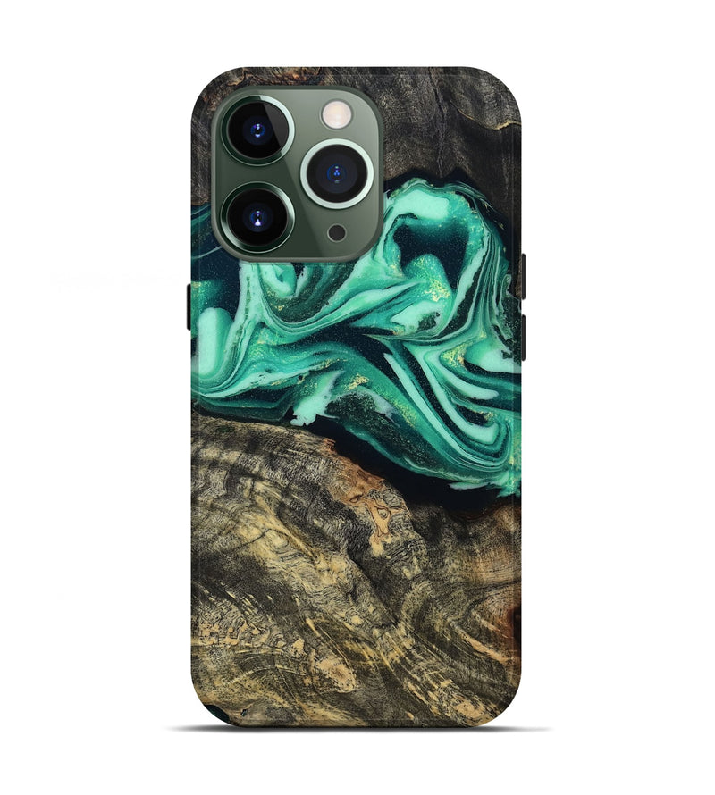 iPhone 13 Pro Wood Live Edge Phone Case - Emeline (Green, 808693)