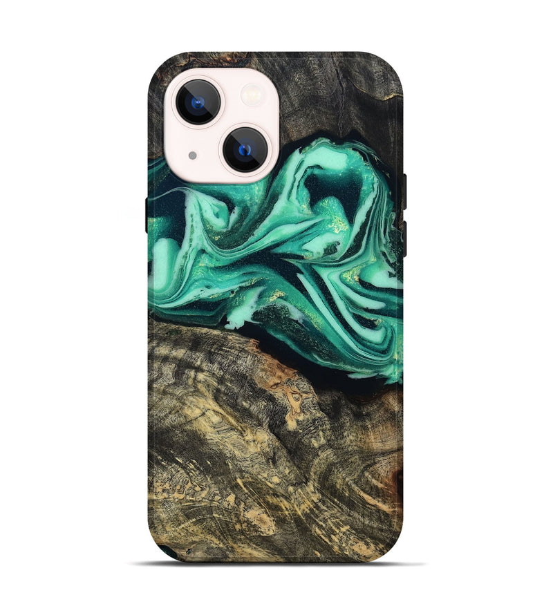 iPhone 14 Wood Live Edge Phone Case - Emeline (Green, 808693)
