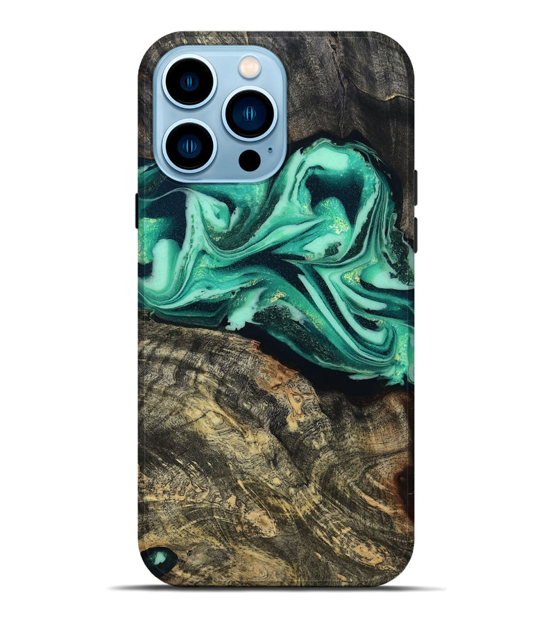 iPhone 14 Pro Max Wood Live Edge Phone Case - Emeline (Green, 808693)