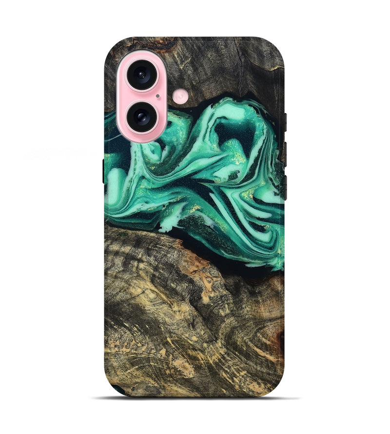 iPhone 17 Wood Live Edge Phone Case - Emeline (Green, 808693)