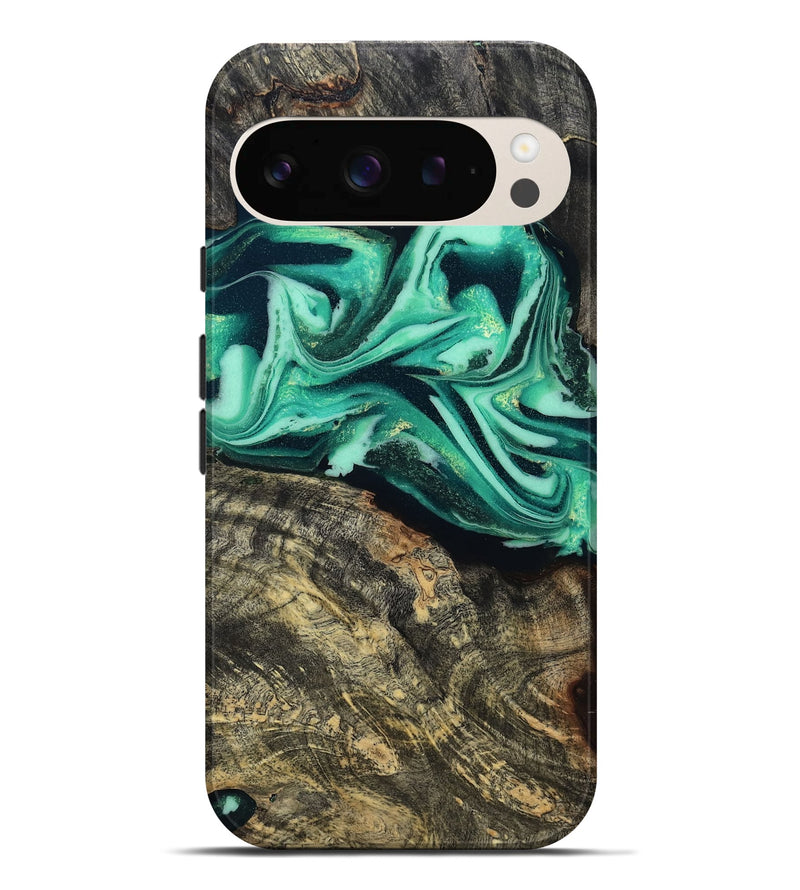 Pixel 9 Pro XL Wood Live Edge Phone Case - Emeline (Green, 808693)