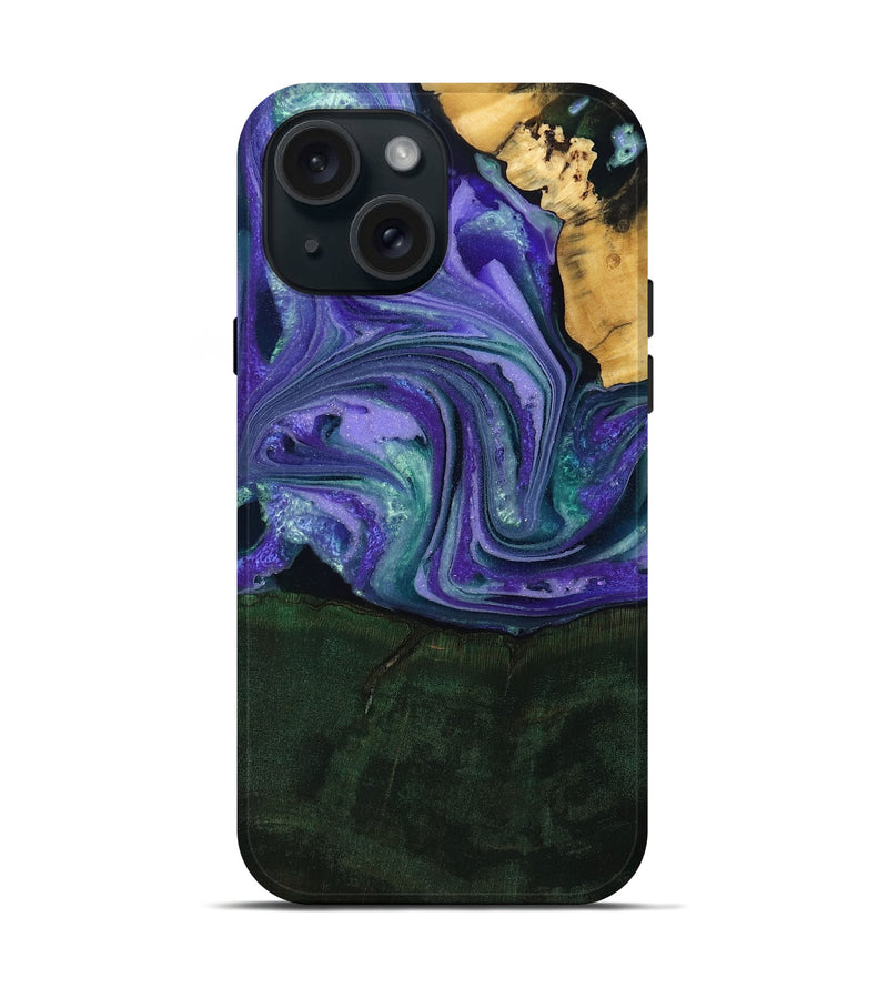 iPhone 15 Wood Live Edge Phone Case - Raelynn (Purple, 808694)