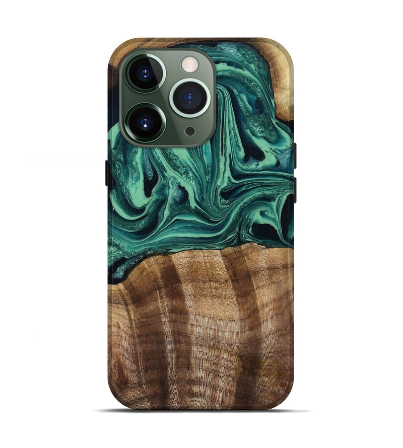 iPhone 13 Pro Wood Live Edge Phone Case - Desiree (Green, 808700)