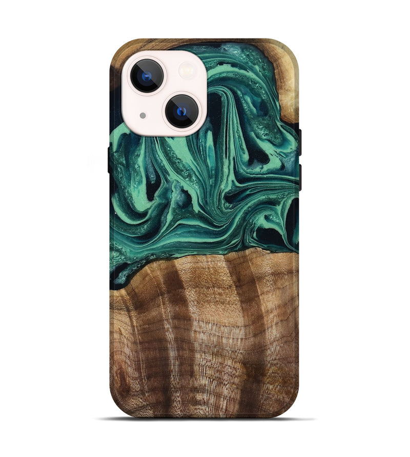 iPhone 14 Wood Live Edge Phone Case - Desiree (Green, 808700)
