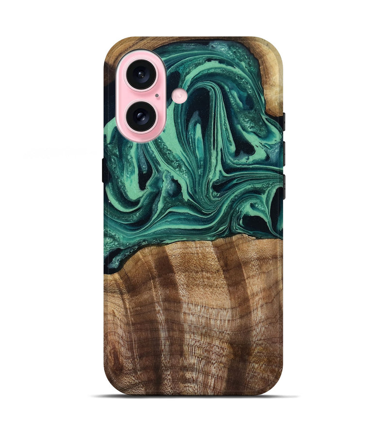 iPhone 17 Wood Live Edge Phone Case - Desiree (Green, 808700)