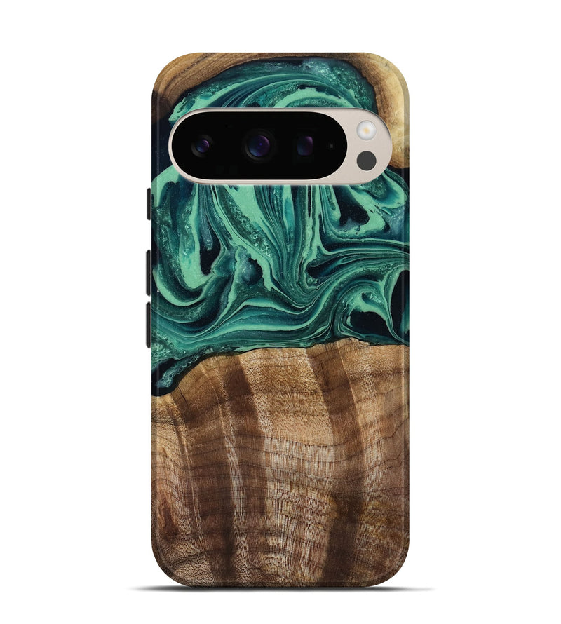 Pixel 10 Pro Wood Live Edge Phone Case - Desiree (Green, 808700)