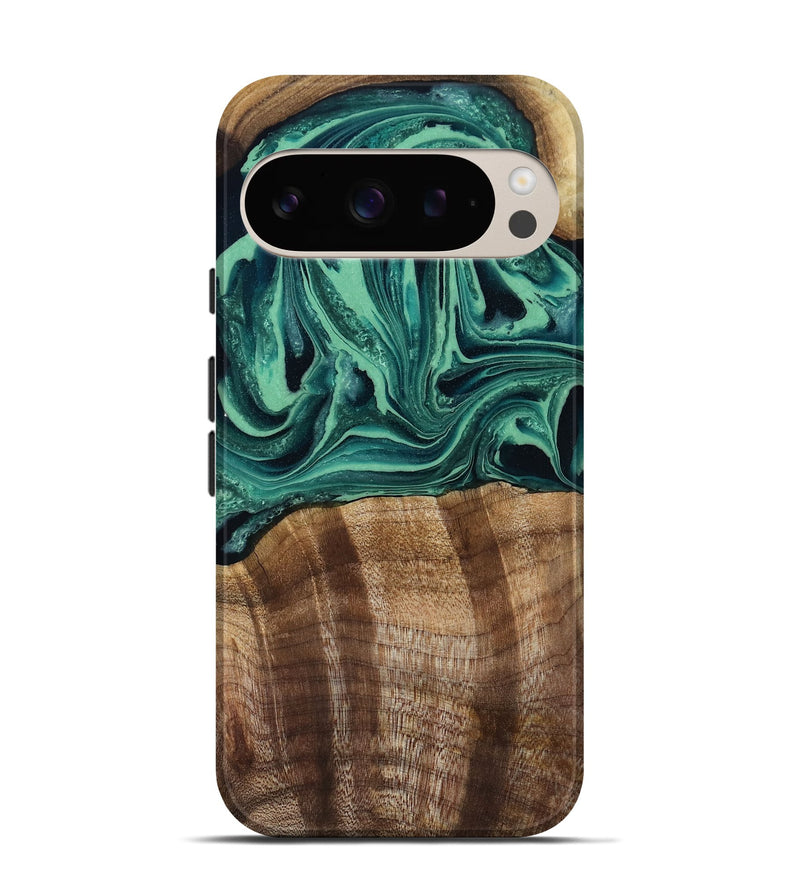 Pixel 9 Wood Live Edge Phone Case - Desiree (Green, 808700)